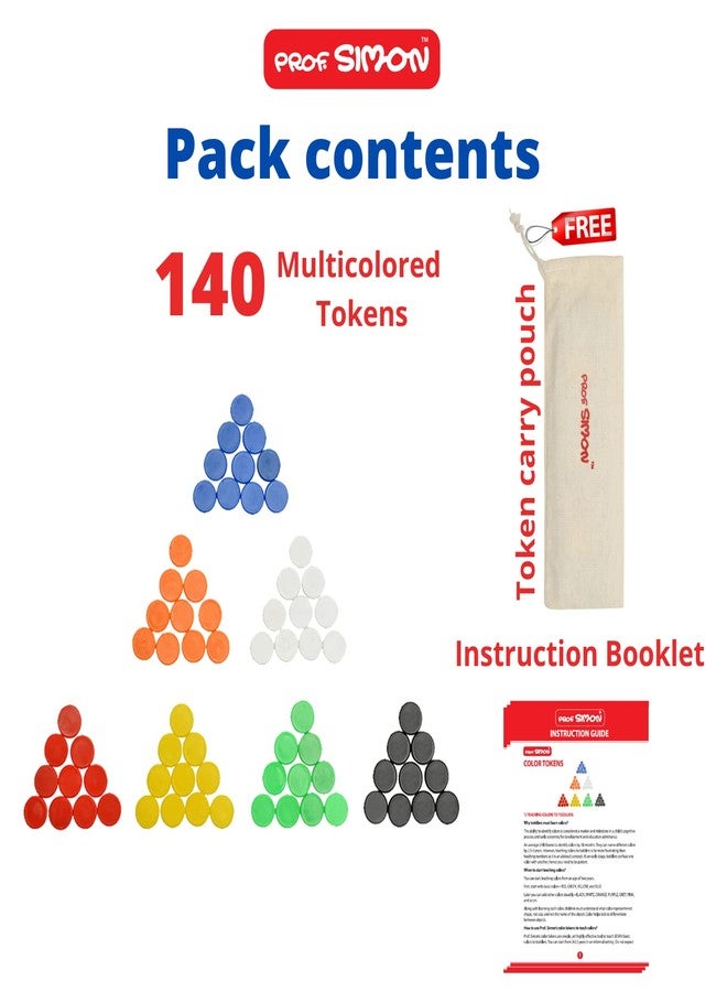 PROF. SIMON Color Tokens For Counting, Math & Stem Learning - 140 Tokens (Ages 2.5 to 6 Years, 4 Players) - Image 4